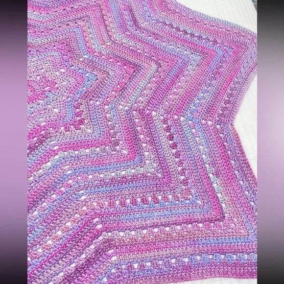 New Handmade Purple Star Crochet Blanket
